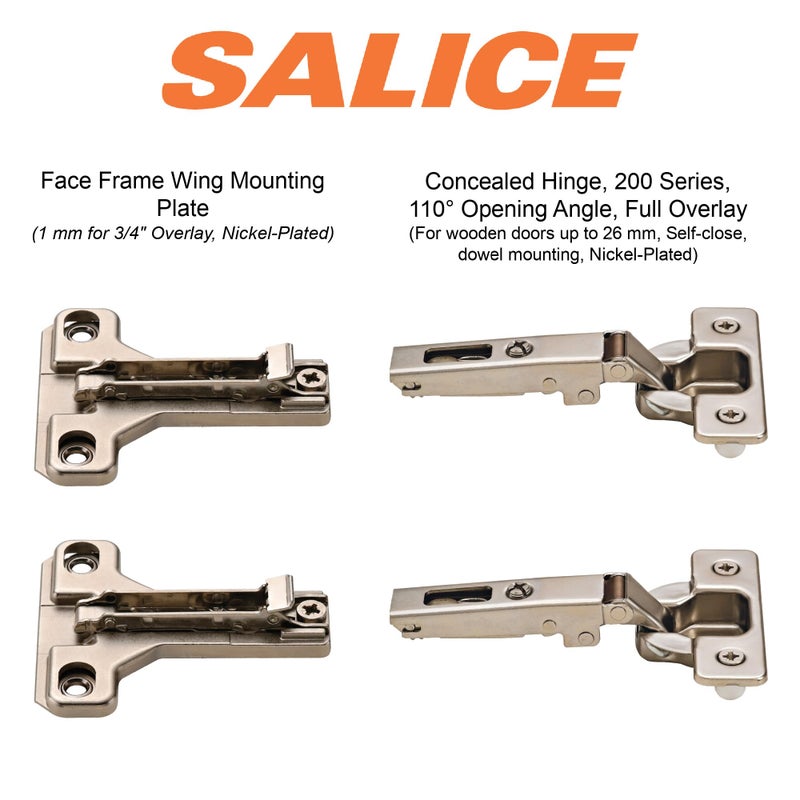 SALICE 2 Salice European Face Frame Hinges #C2P6A with Face Frame Clip On Adapter Plates - Image 2